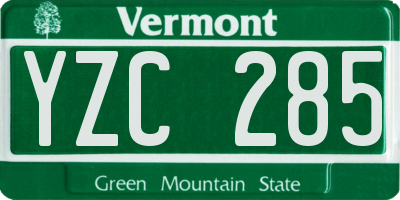 VT license plate YZC285