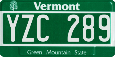 VT license plate YZC289