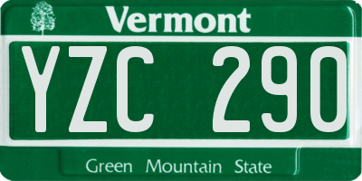 VT license plate YZC290