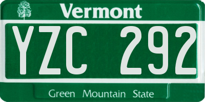 VT license plate YZC292