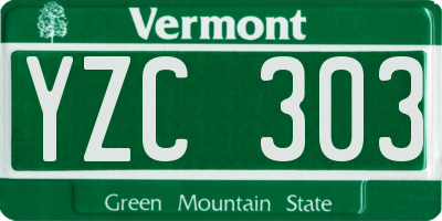 VT license plate YZC303