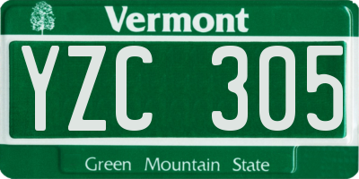 VT license plate YZC305
