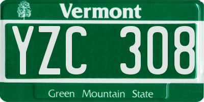 VT license plate YZC308