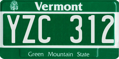 VT license plate YZC312