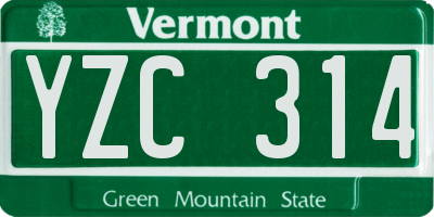VT license plate YZC314