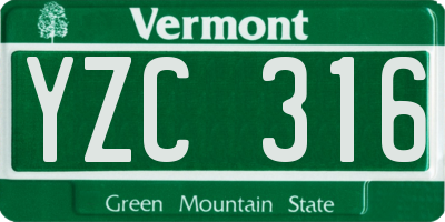 VT license plate YZC316