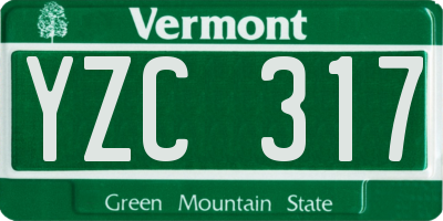 VT license plate YZC317