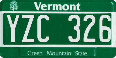 VT license plate YZC326