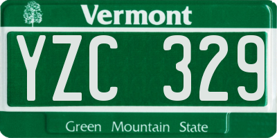VT license plate YZC329