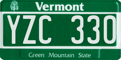 VT license plate YZC330