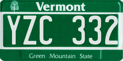 VT license plate YZC332