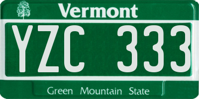 VT license plate YZC333