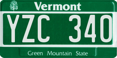 VT license plate YZC340