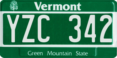 VT license plate YZC342