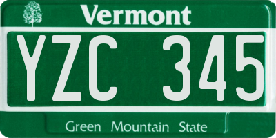 VT license plate YZC345