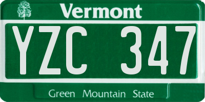 VT license plate YZC347