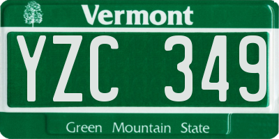 VT license plate YZC349
