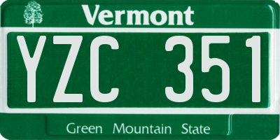 VT license plate YZC351