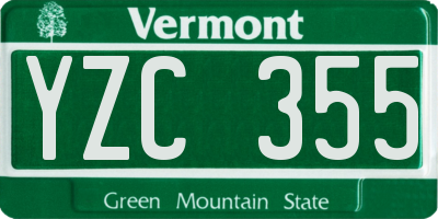 VT license plate YZC355
