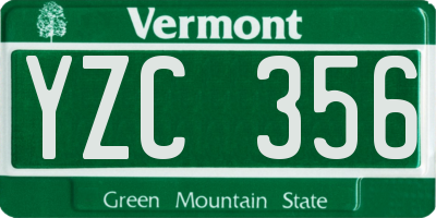 VT license plate YZC356
