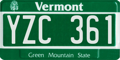 VT license plate YZC361