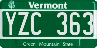 VT license plate YZC363
