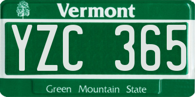 VT license plate YZC365