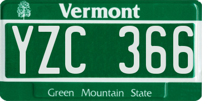 VT license plate YZC366