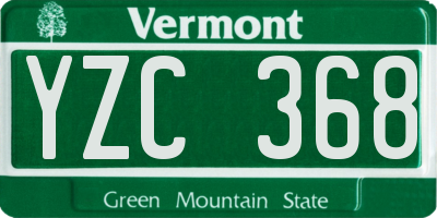 VT license plate YZC368