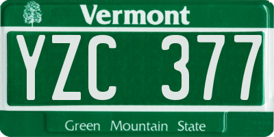 VT license plate YZC377