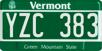 VT license plate YZC383