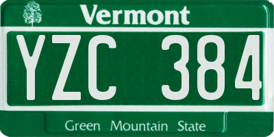 VT license plate YZC384
