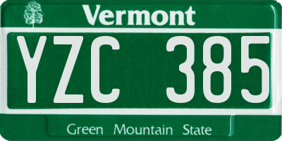 VT license plate YZC385