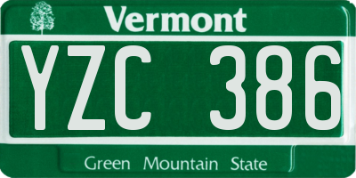 VT license plate YZC386