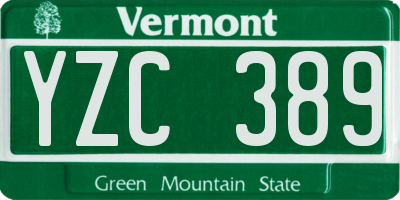 VT license plate YZC389
