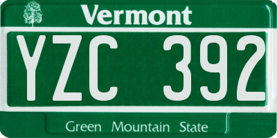 VT license plate YZC392