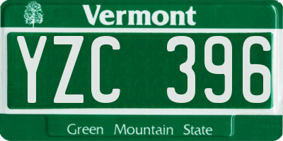 VT license plate YZC396