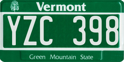 VT license plate YZC398