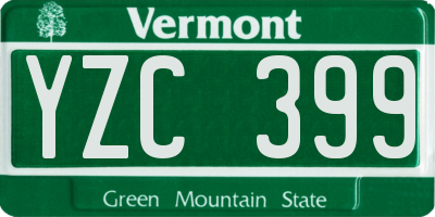 VT license plate YZC399