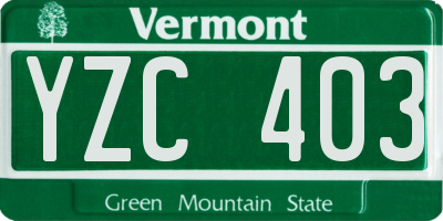 VT license plate YZC403