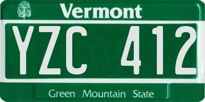 VT license plate YZC412