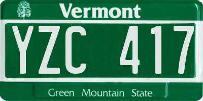 VT license plate YZC417