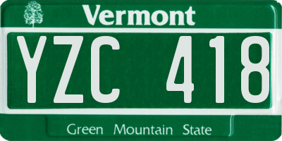 VT license plate YZC418