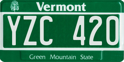 VT license plate YZC420