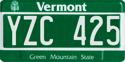 VT license plate YZC425