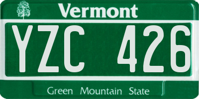 VT license plate YZC426