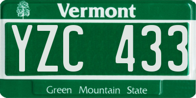 VT license plate YZC433