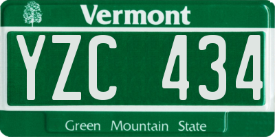 VT license plate YZC434