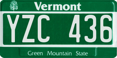 VT license plate YZC436
