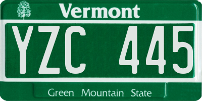 VT license plate YZC445
